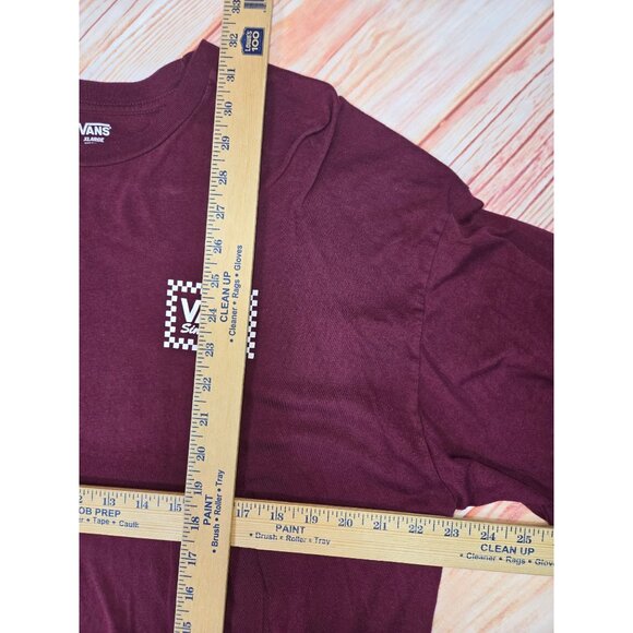 Vans Burgundy Long Sleeve T-Shirt XL 100% Cotton Checkerboard Logo - Picture 7 of 7